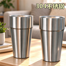 304不锈钢口杯啤酒果汁马克杯咖啡杯幼儿园大容量家用喝水杯
