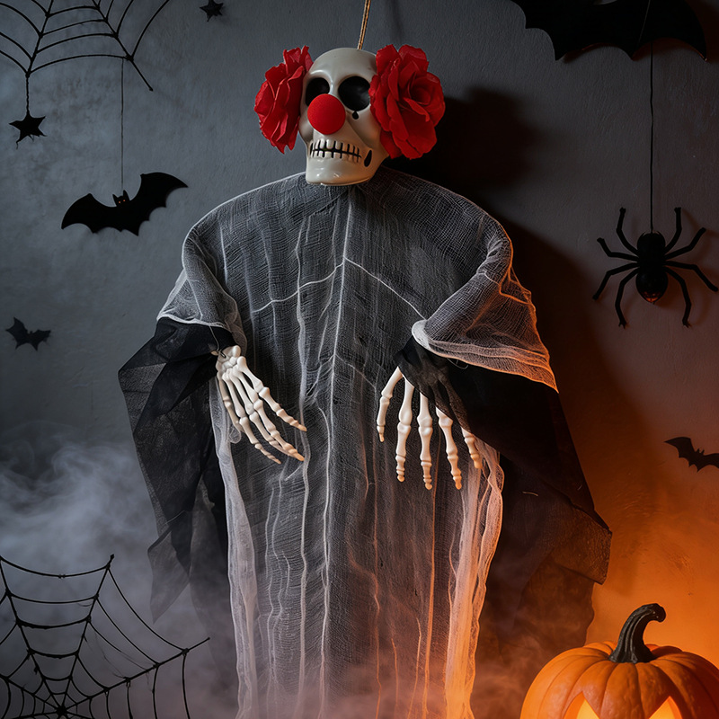 Nuevo Halloween brillante flor roja clown colgar fantasmas accesorios de terror al aire libre colgar decoraciones de la habitación embrujada