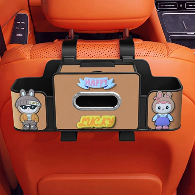 seat back storage box, multifunctional | Car tissue box/set - happy-couple-4-in-1-seat-storage-box-4th-generation-brown