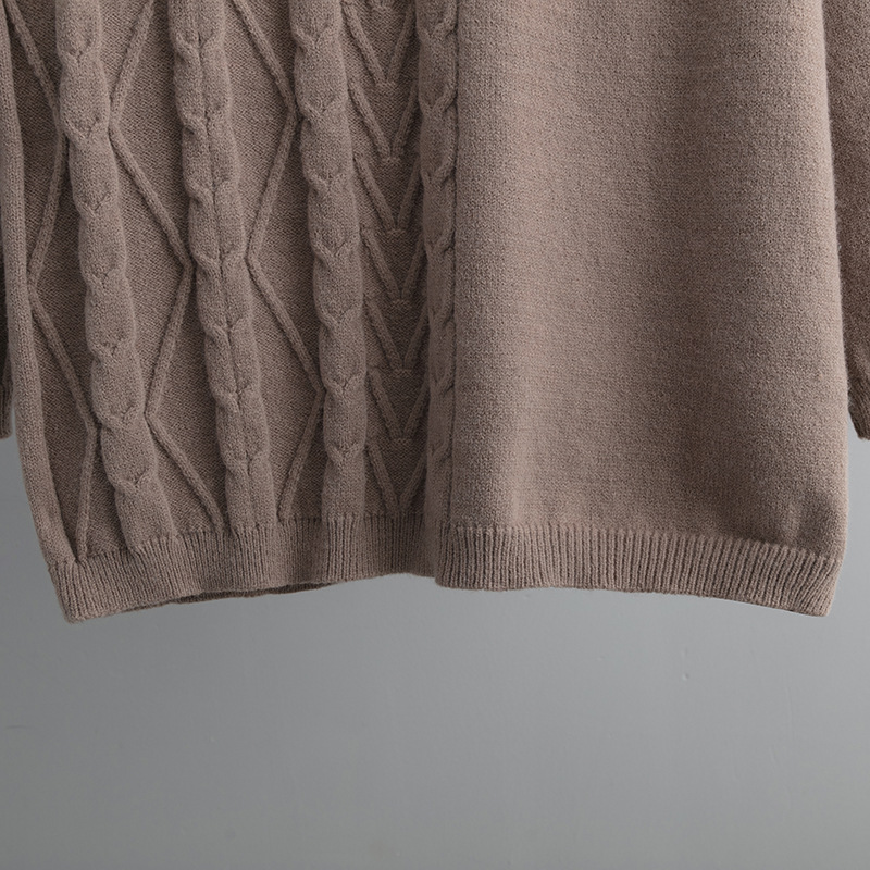 Damenbekleidung Herbst und Winter große Größe Rollkragenanzug Mode neue sanfte faule Stil Pullover zweiteiliges Set einfarbig gestrickt_voghion.com