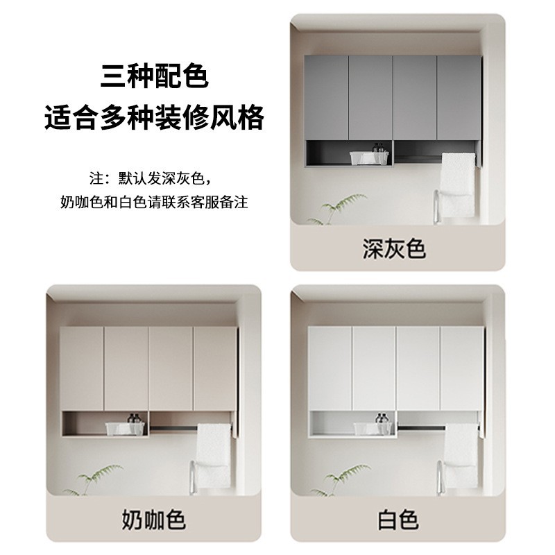 Actualización de aluminio espeso panal balcón cabinet colgante impermeable protección solar balcón lavadora toalla barra cabinet colgante pared armario image 4