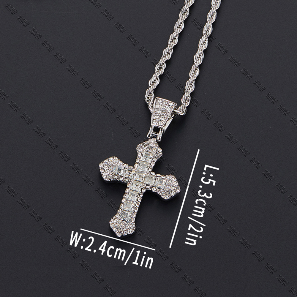 Hip-hop Cross Stainless Steel Alloy Plating Inlay Rhinestones Men's Pendant Necklace display picture 1