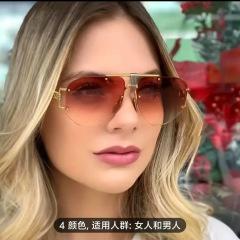 2025 ヨーロッパとアメリカのトレンディなパーソナライズされたフレームレス多角形サングラス、男性と女性用、ファッショナブルで多用途なサンシェードサングラス、クロスボーダー
