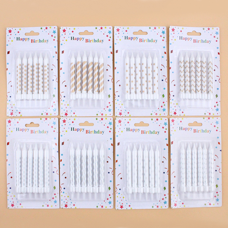 New products in the style of Instagram, gold and white stripes, polka dots, stars, birthday, black gold, baking cake decoration, party candles, internet celebrity 