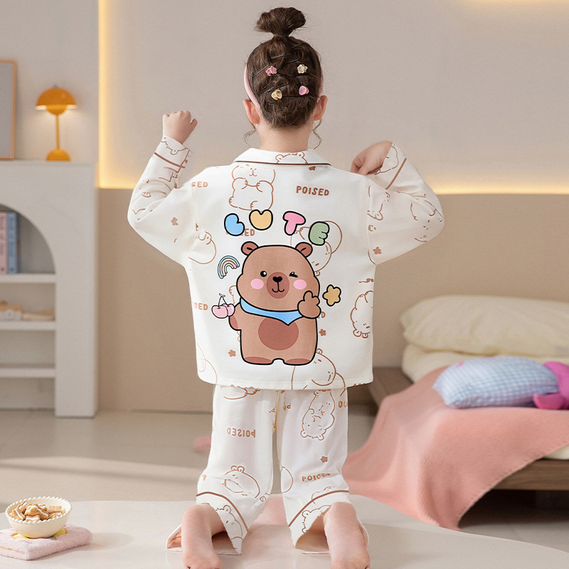 Pijamas de niñas 2025 nueva primavera y otoño algodón de manga larga delgada para niños ropa de casa para niños pequeños set