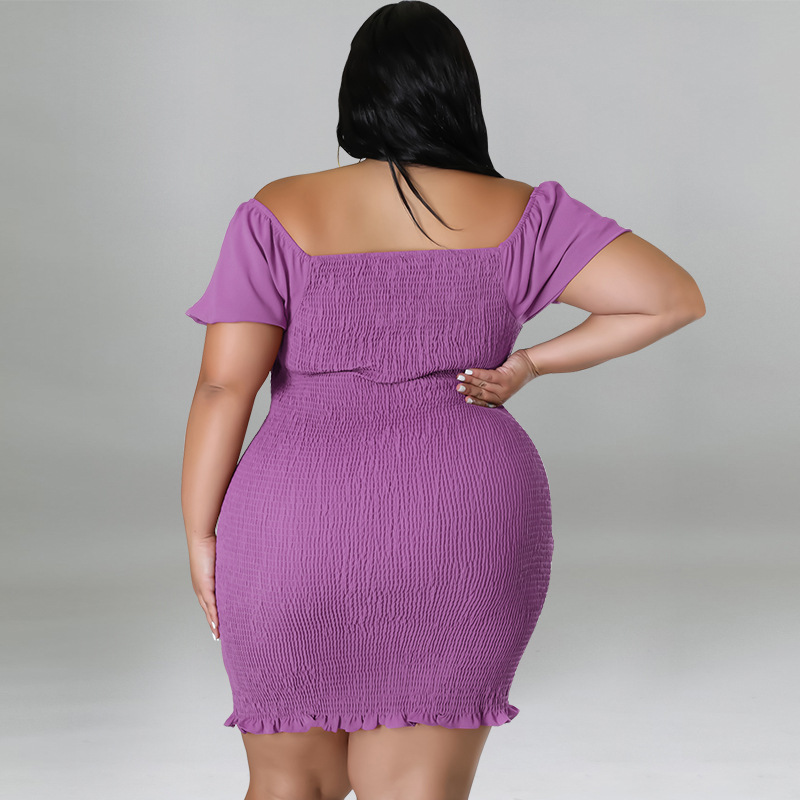 MY978 plus Size Women's Summer Off-Shoulder Bodycon Dress European American Style Regular Thickness All Pieces Included_ecoleips.com