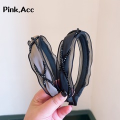 韓國原單！代購水晶歐根紗交叉麻花時尚百搭頭箍發卡女壓發