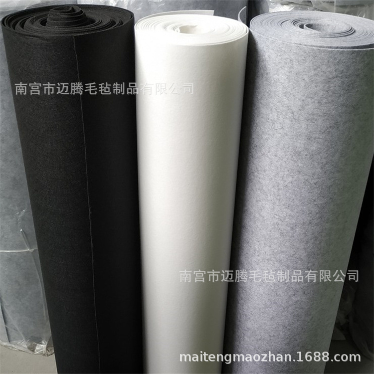 现货黑白灰彩色背胶毛毡布汽车隔音自粘絨布 家居装饰用毛毡布