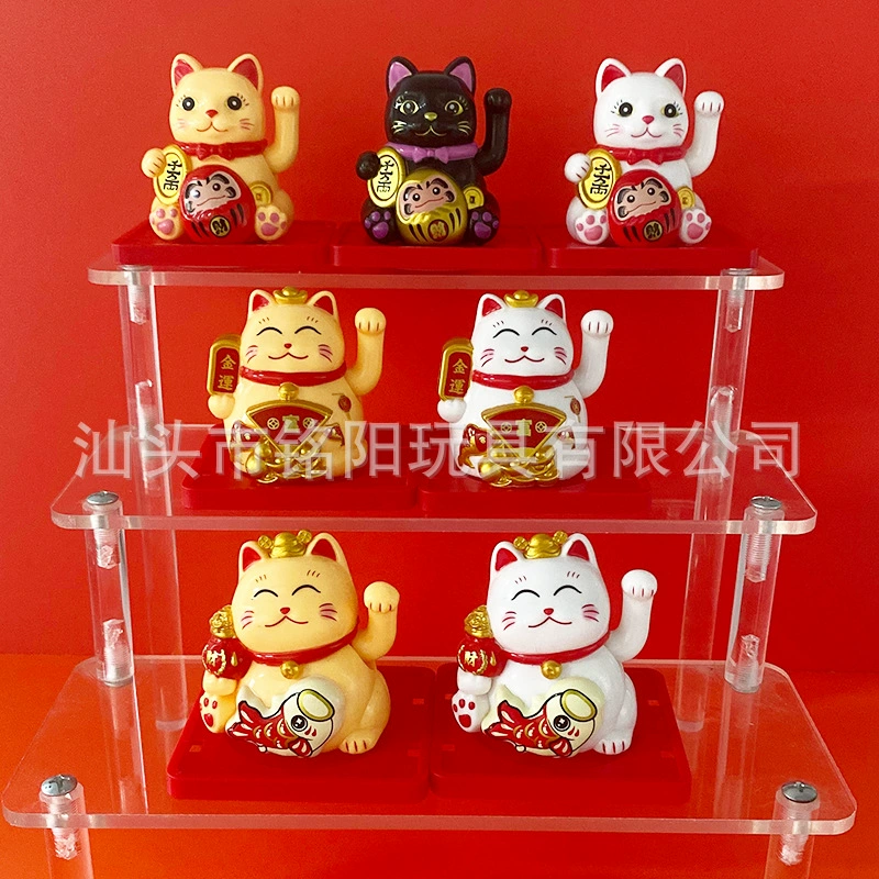 Мини-солнцевая powered lucky cat автоматически машет, чтобы заработать деньги кот дома кассир передняя стойка подарок машина маленькие украшения через границу
