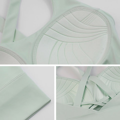 Yoga Underwear One-Piece Fixed Cup Shockproof Push-Up Crossback Beautiful Back Long-Sleeve Wearable with Bra Pads Sports Bra