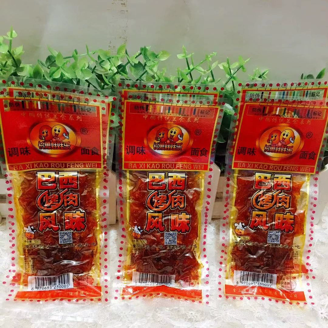 Бразильское барбекю пряные полоски после 80 ностальгические пряные закуски Changyong Wawale Бразильское барбекю пряные ломтики пряные шелковые говяжьи сухожилия