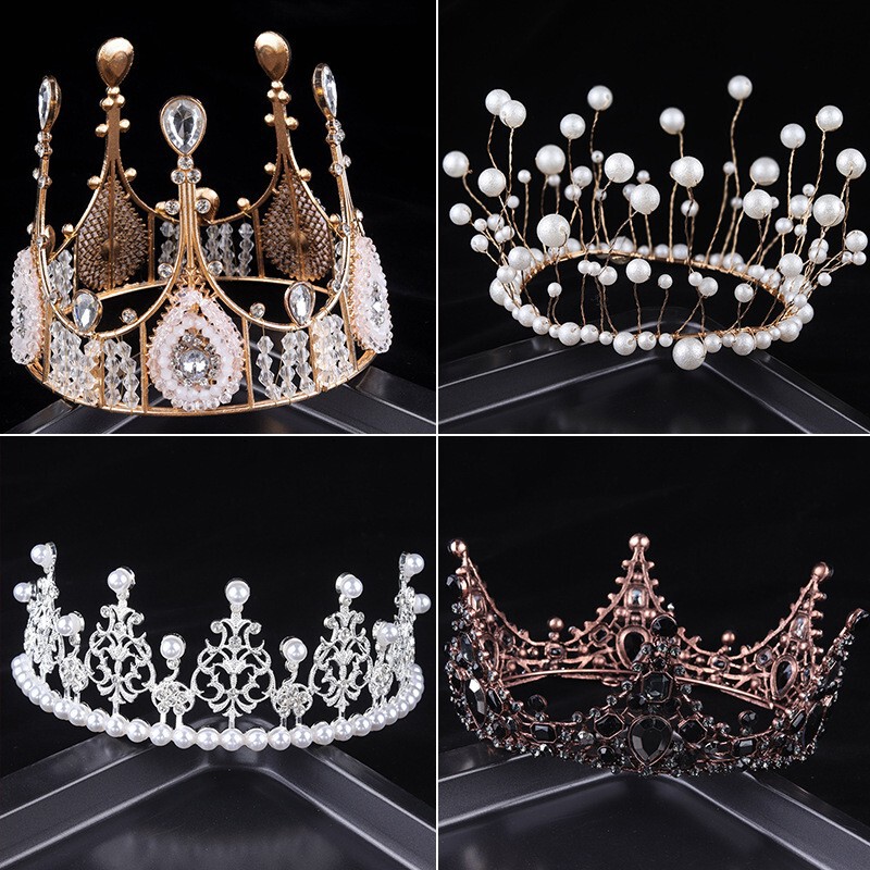 Crown Cake Decoration Ornaments Pearl Crown All over the Sky Birthday Headdress Swan Queen Popular Cake Decoration Plug-In