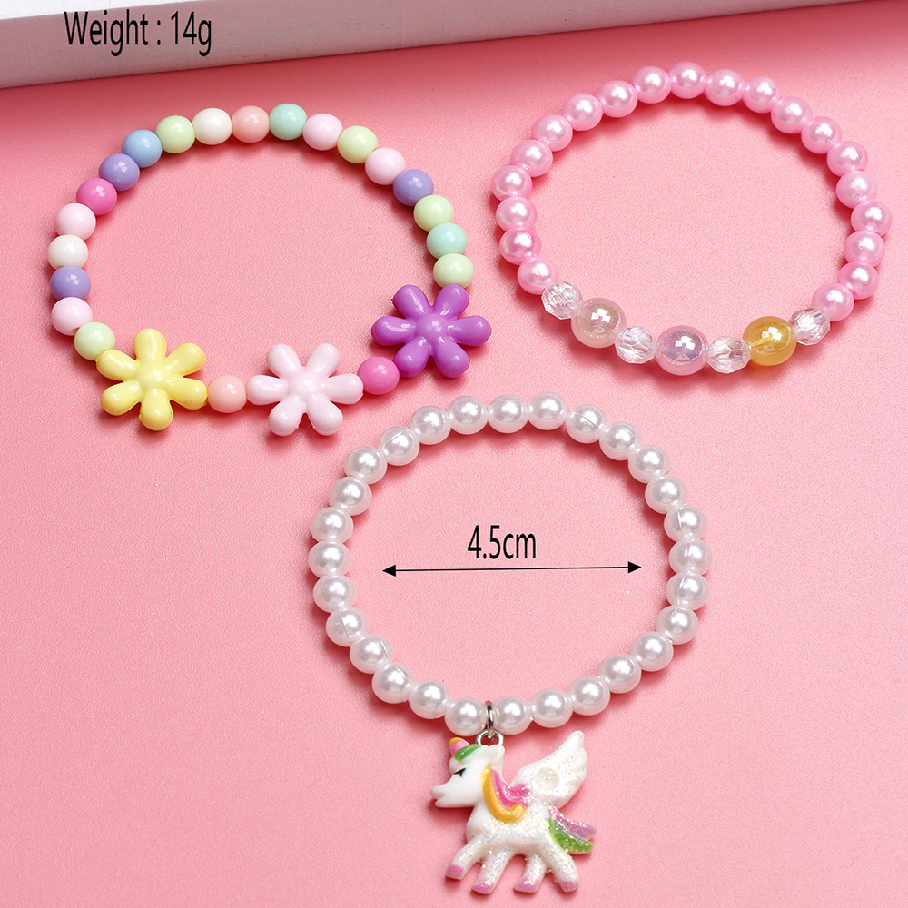 Cute Unicorn Flower Plastic No Inlaid Bracelets