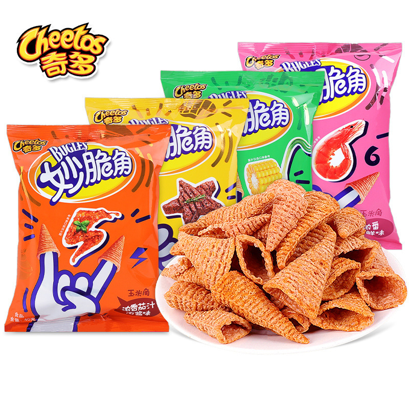 Cheetos Crispy Corn Chips 40g Original Flavor with Onion and Tomato Sauce, Multi-Flavor Puff Snacks for Office and Leisure, Craving-Relief Snacks