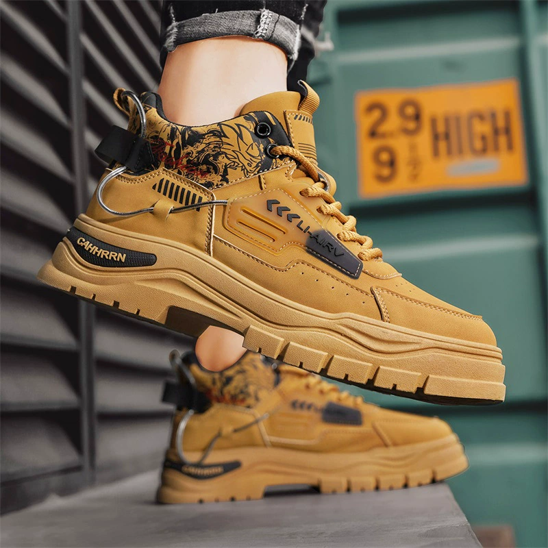 Martens, demi-season fashionable high wear-resistant non-slip yellow shoes platform, autumn
