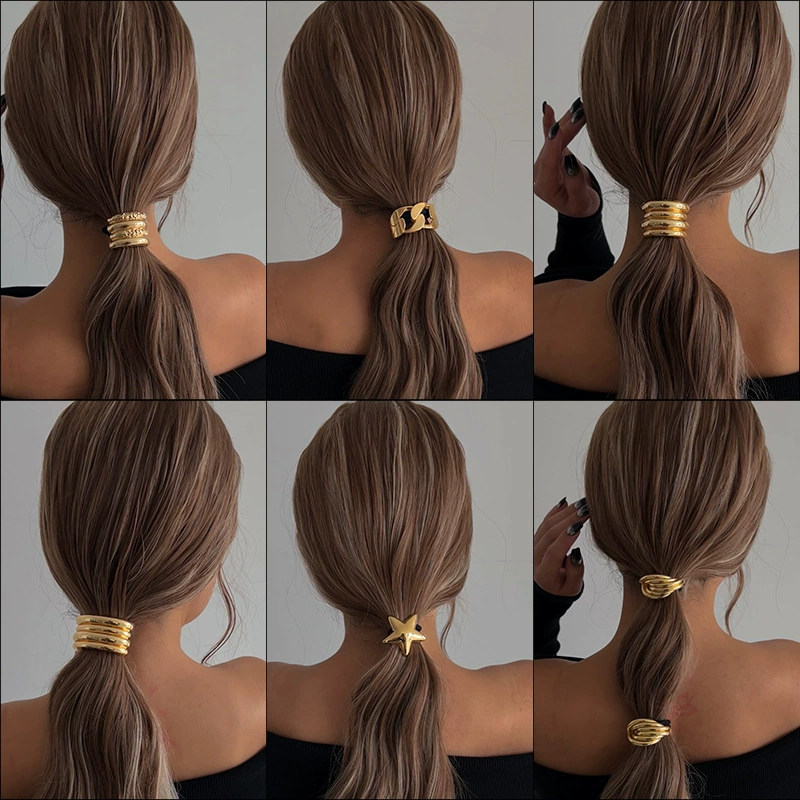 Минималистичный металлический хвостик, Hair rope, аксессуар для волос, французский стиль, высокое качество