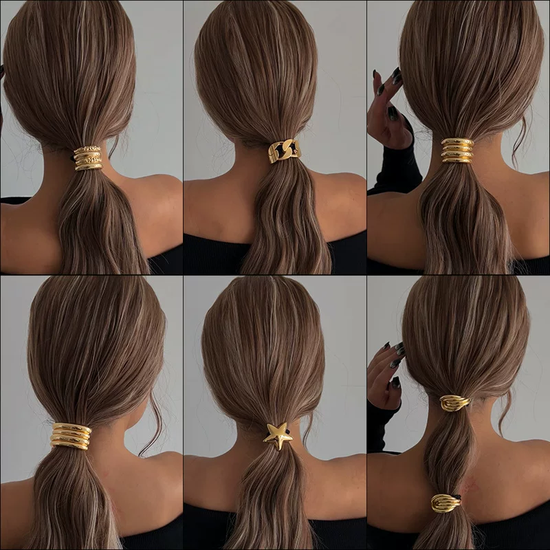 Минималистичный металлический хвостик, Hair rope, аксессуар для волос, французский стиль, высокое качество