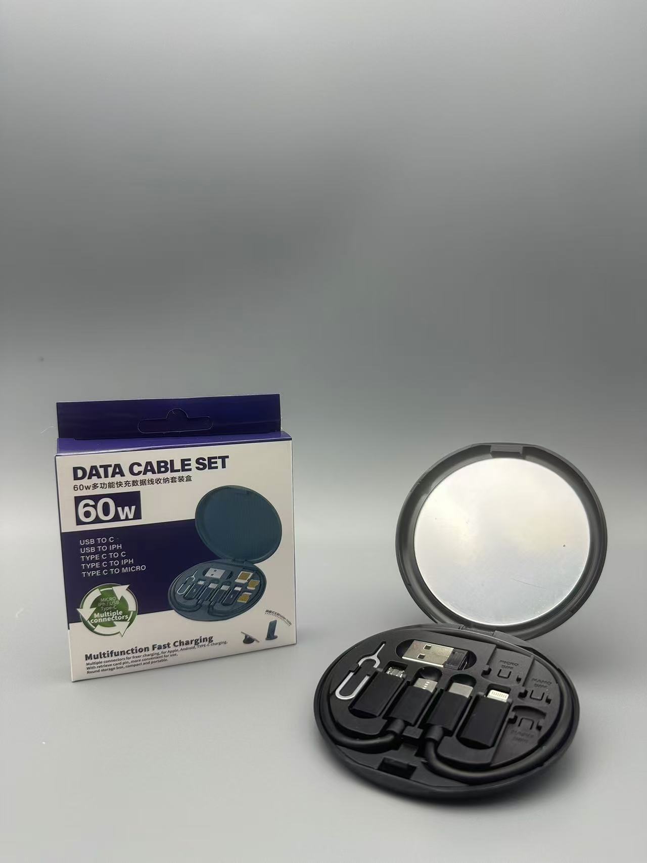 Caja organizadora multifunción 5 en 1 magnética para cables, con soporte para teléfono y carga rápida 60W – venta caliente transfronteriza.