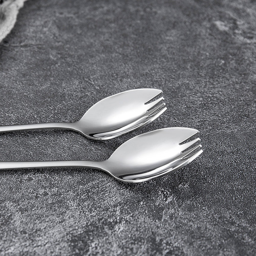 Stainless steel household tableware instant noodle fork and spoon all in one creative fork and spoon dessert spoon fruit salad spoon wholesale