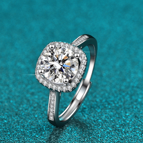 Live Stream Supply D Color Moissanite Ring for Women Pure Silver 1 Carat Multiple Styles Ins Six Claw Ring Manufacturer Wholesale