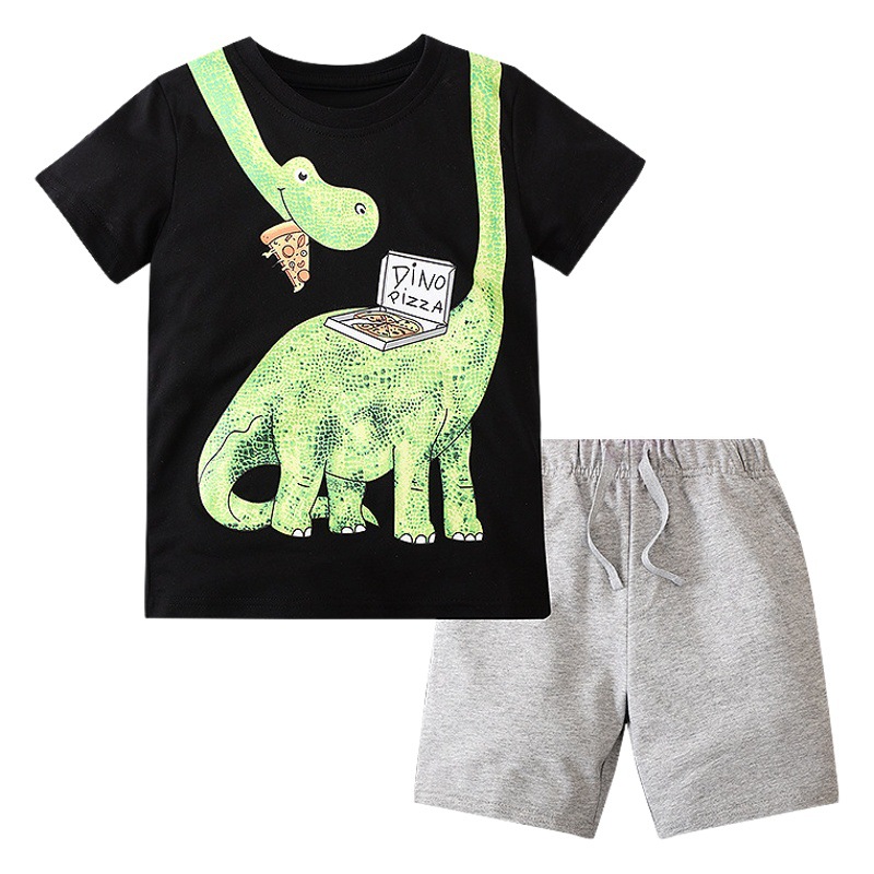 Conjunto de camiseta de manga corta y pantalones para niños, estilo europeo y americano, ropa de verano para niños, traje de dos piezas, ropa infantil