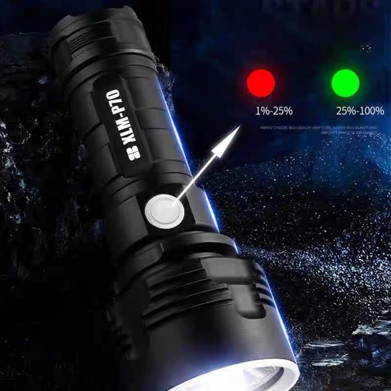 P70 Strong Light Flashlight USB Charging Ultra Bright Long Range LED Outdoor Waterproof Xenon Light 26650 Self-Defense High Power