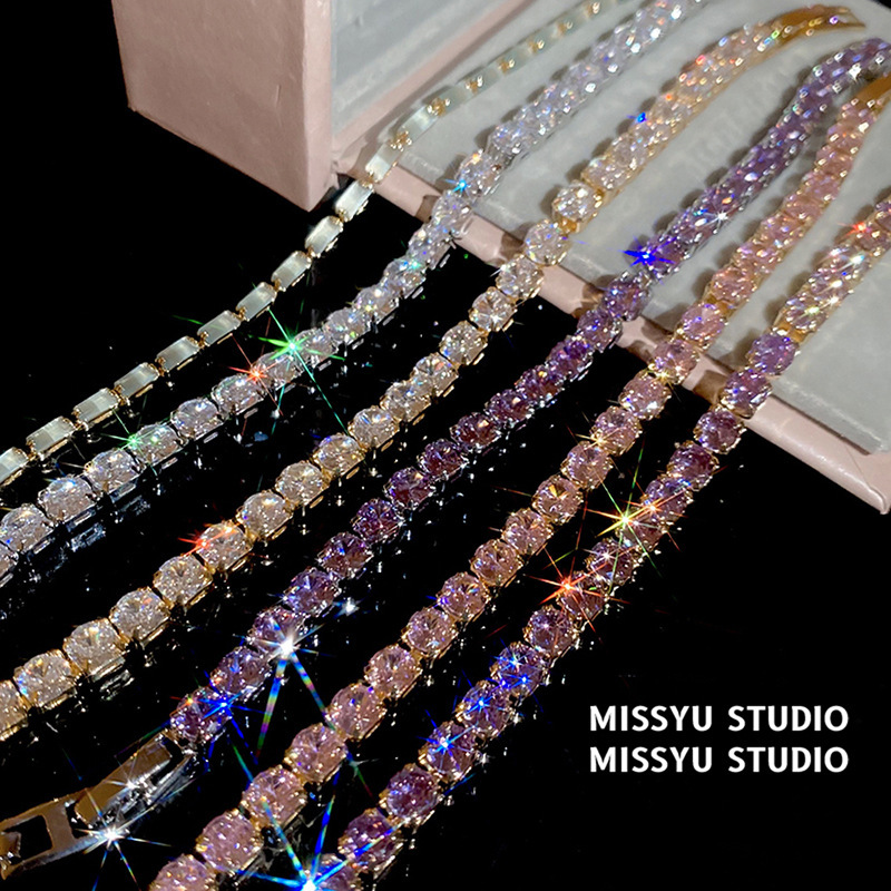 Jewelry Colored Diamond Candy-Colored Dopamine Zircon Bracelet 18K Real Gold Electroplated Bracelet Fresh and Sweet Hand Jewelry for Women Jewelry Colored Diamond Candy-Colored Dopamine Zircon Bracelet 18K Real Gold Electroplated Bracelet Fresh and Sweet Hand Jewelry for Women