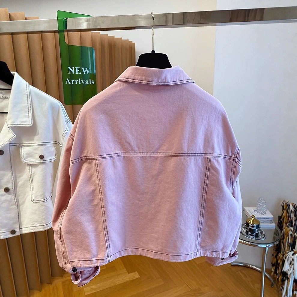 Модная джинсовая куртка короткая весна-осень в стиле Кореи 2025 года, oversized