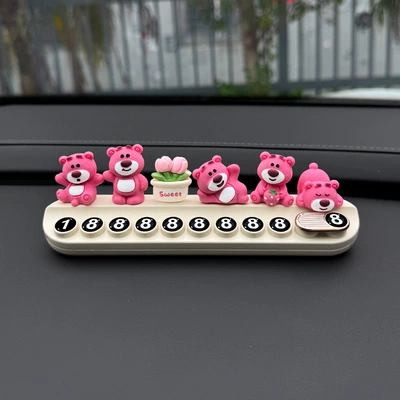 Strawberry Bear Car Temporary Nömrəli dayanma kartı - 5-strawberry-bears-tulips-white-aromatherapy-stop-sign