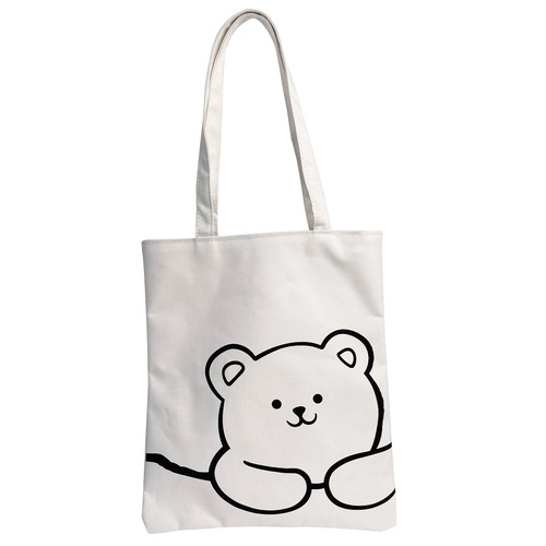 Fashionable Minimalist Japanese Backpack Summer New Korean Version Large Capacity Canvas Tote Bag Cartoon Literary Single Shoulder Bag for Women