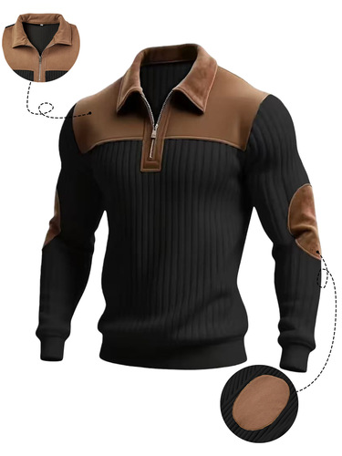 Amazon European and American cross-border new sweater lapel stitching embroidery casual commuting sports autumn and winter zipper sweaters