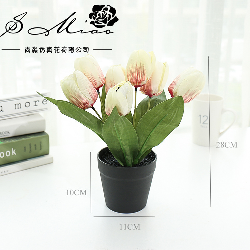 Flor artificial de siete cabezas tulipán bonsai decoración interior creativa flor artificial suministro directo de fábrica entrega de una pieza artificial planta verde image 5