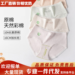 10A 抗菌、長く幅広の股間、女性用クラス A カラー綿下着、甘いレースのエッジ、お尻を締め付けない通気性のあるブリーフ