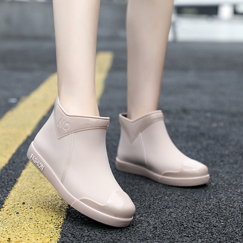 Korean Fashion Waterproof Shoes Women Rain Boots Short Leg Open Top Wear Kitchen Work Rubber Shoes Covers Summer Women's Item Dropshipping