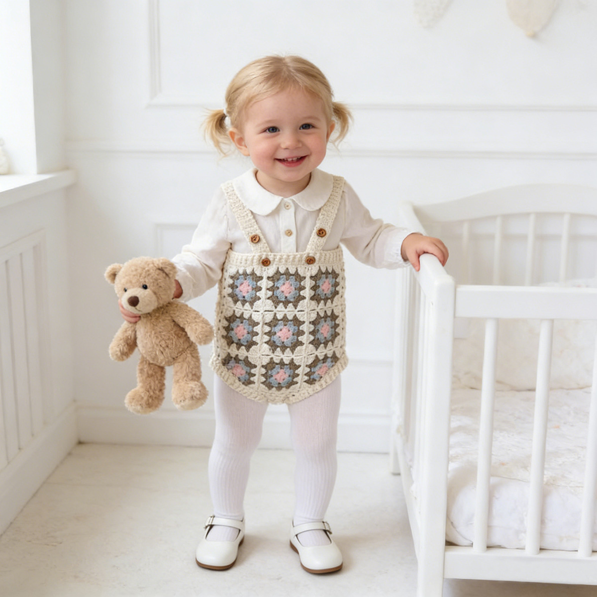 2026 Spring New Baby Crochet Knitted Vest Triangle Crawler Baby Suspender Sweater Jumpsuit