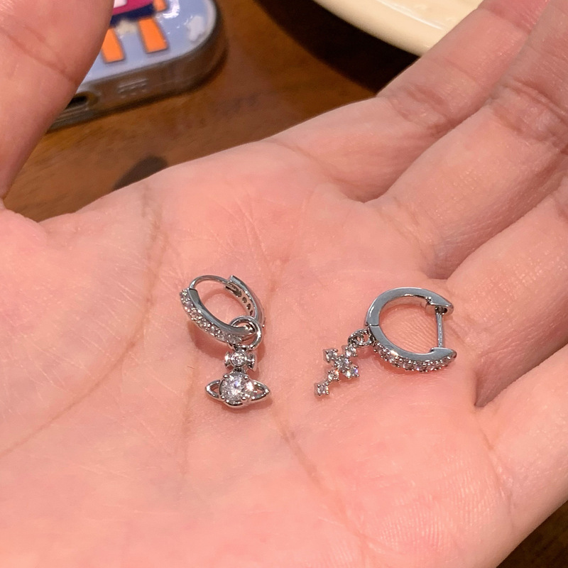 新款环保铜十字架吊坠耳饰耳扣蝴蝶结土星耳环爆闪锆石养耳洞耳圈|undefined