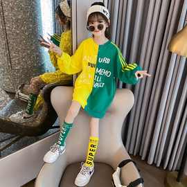 女童卫衣2025春装新款韩版中大童洋气宽松上衣儿童网红纯棉长外套