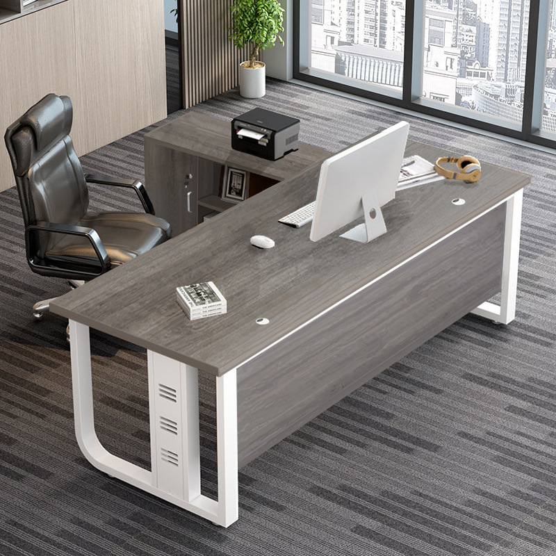 单人办公桌子简约现代老板桌办公室主管台式电脑桌椅组合总经理灬