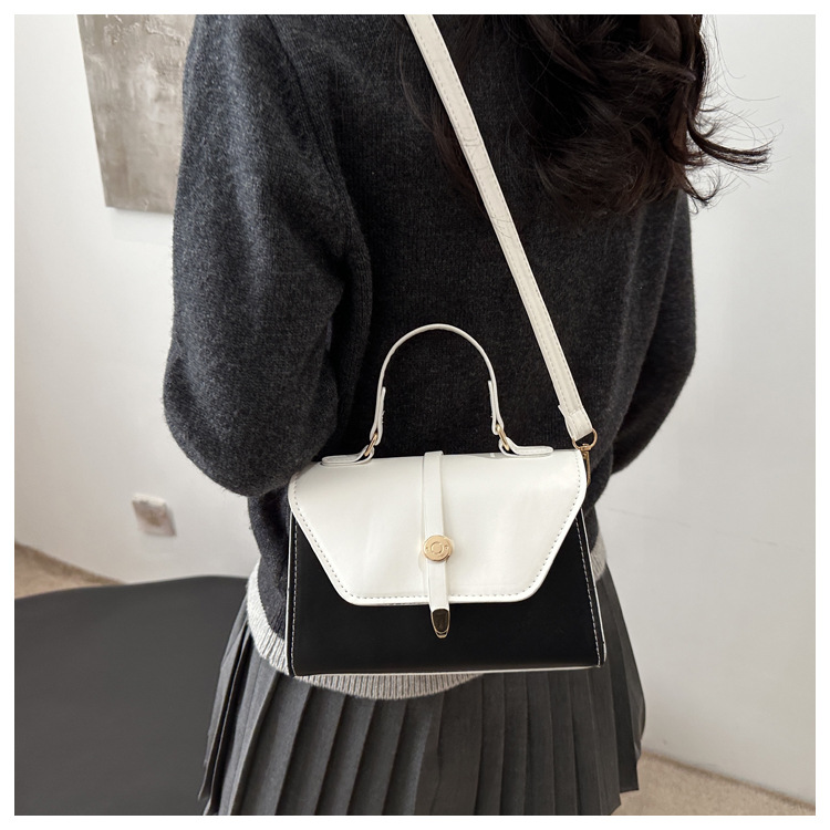 Women's Small Pu Leather Color Block Classic Style Square Magnetic Buckle Crossbody bag BAX display picture 5