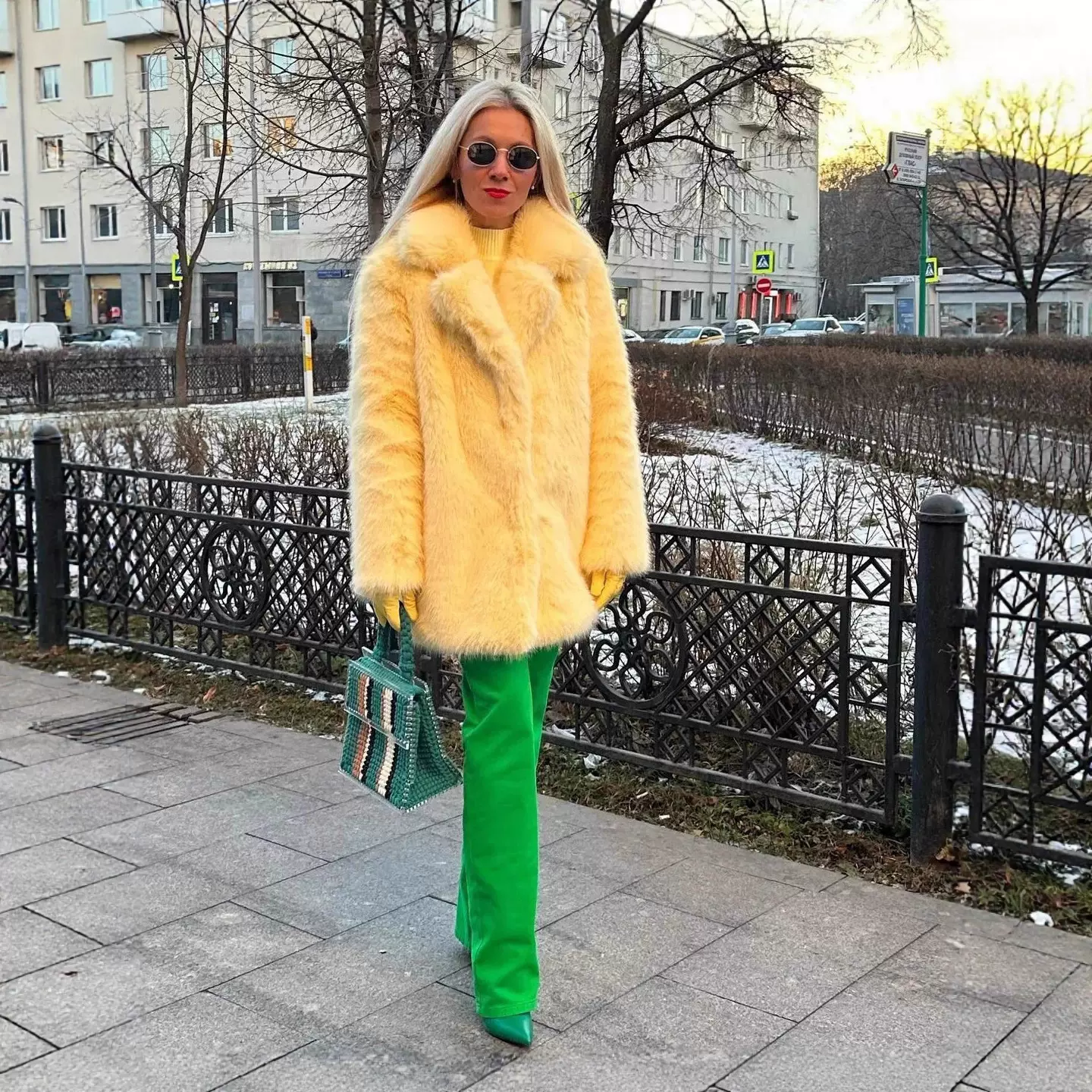 跨境欧美2025秋冬新款皮草外套女中长款仿真貂毛大衣毛皮女士服装