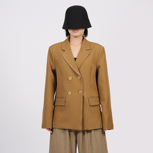 法式气质小西服2025秋季新款纯色时尚修身显瘦图案袖扣西服外套女