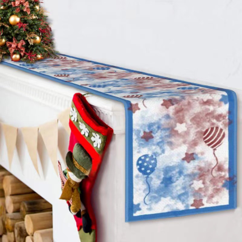 7.14 Día de la Independencia de los Estados Unidos bandera de mesa mesa de té decoración de mesa de aislamiento térmico lino impresa mesa decoración de tela