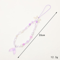 娜佳新款蝴蝶結手工串珠手機殼diy魚尾巴吊墜手機掛繩短款手腕帶