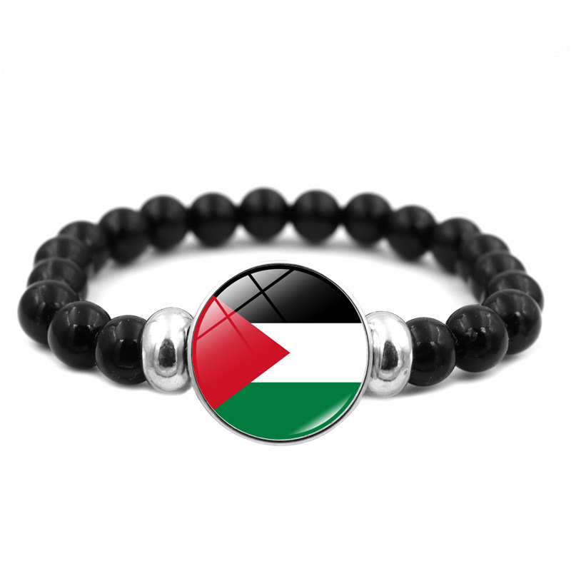 Israel Palestina bandera Tiempo gema pulsera hombres y mujeres todo partido negro pulsera de cuentas joyas al por mayor