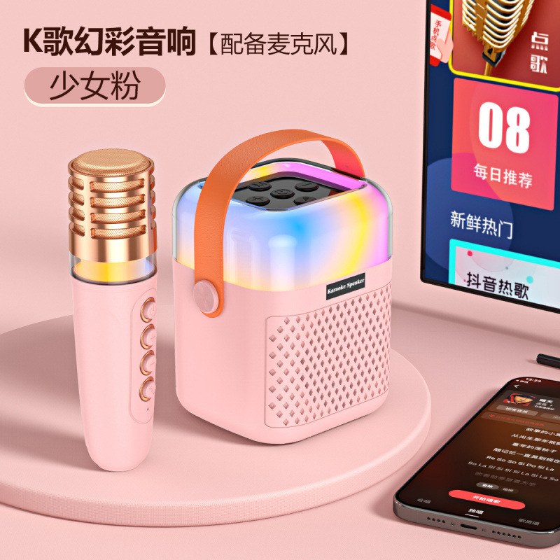 跨境亚马逊新款A1家用无线蓝牙音箱便携式K歌话筒麦克风音响套装|undefined