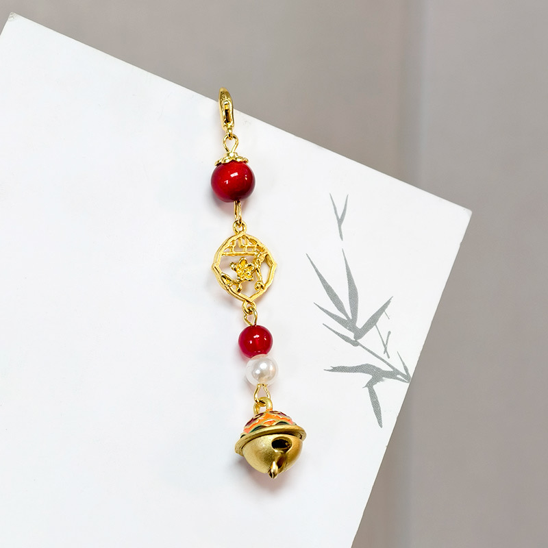 国民スタイル合金竹フレッシュピンクフラワーペンダント中国ベルペンダント古代スタイルチャイナ韓服衣類アクセサリー