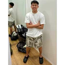 美式复古迷彩潮流短裤男街头夏季设计感小众廓形风琴袋工装裤情侣