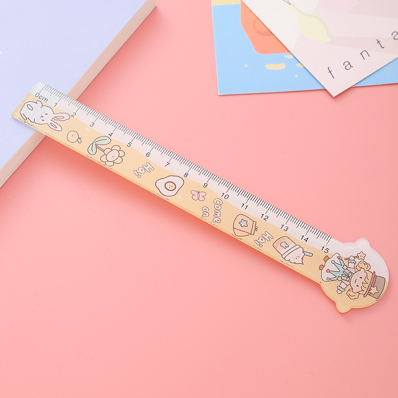 Regla recta de dibujos animados creativos de 15cm regla de plástico de forma especial para estudiantes con papelería multifuncional encantadora premios para niños al por mayor