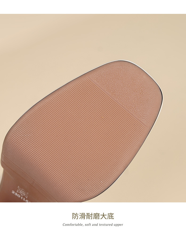 Giày cao gót nữ mũi vuông đinh tán, quai chữ T, gót thô đế xuồng platform — Màu đen chi tiết 15
