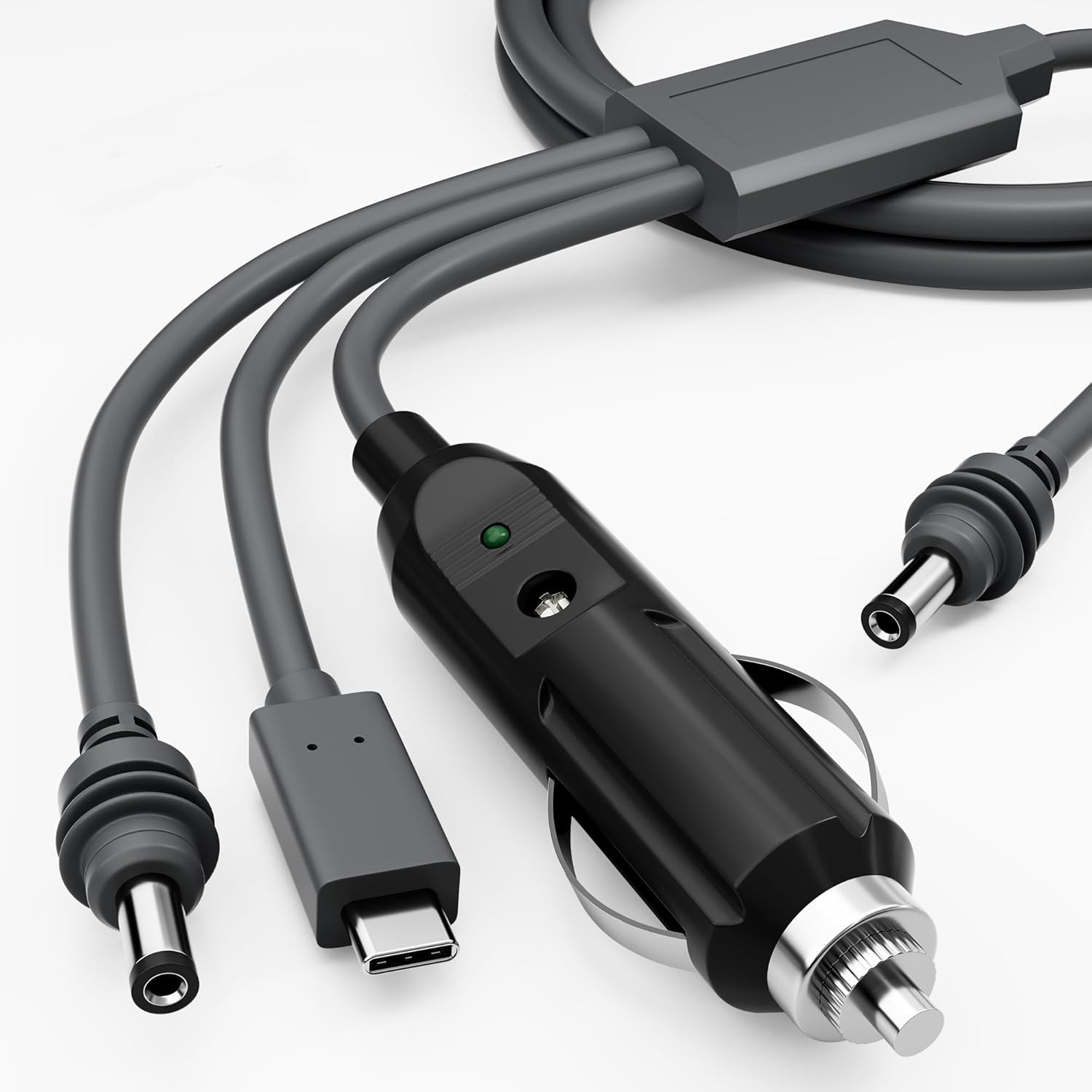 Cross-border hot-selling fourth-generation fan model one-to-three type C to DC cigarette lighter USB three-in-one power supply